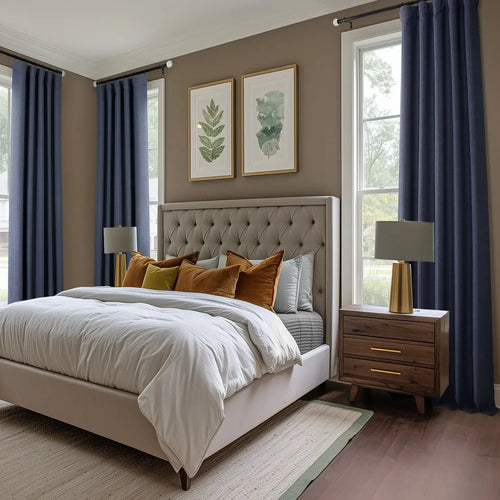 Wild Blue Bellino Textured Faux Linen Custom Curtain