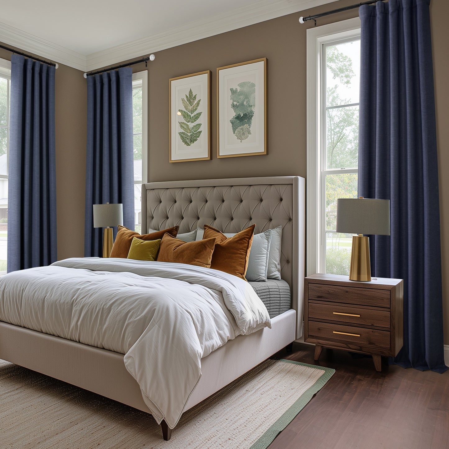 Wild Blue Textured Bellino Custom Curtain