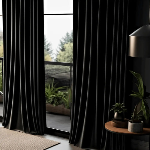 Black Heritage Plush Velvet Custom Curtain
