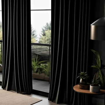 Black Heritage Plush Velvet Custom Curtain - HalfPriceDrapes.com