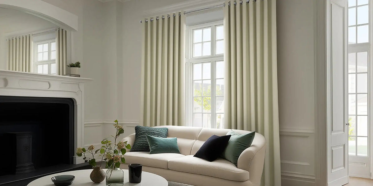 Traditional Living Room — Ivory Grommet and the Arched Mirror