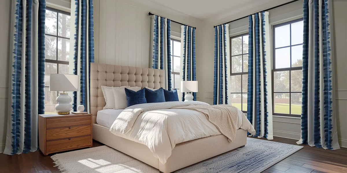Coastal Farmhouse Bedroom — Bold Stripe, Full Coverage