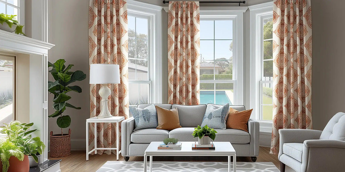 Coastal Living Room — Henna Medallion at the Pool View