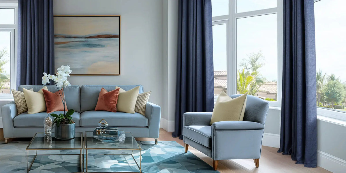 Coastal Living Room — Indigo Linen and the Florida Palm View