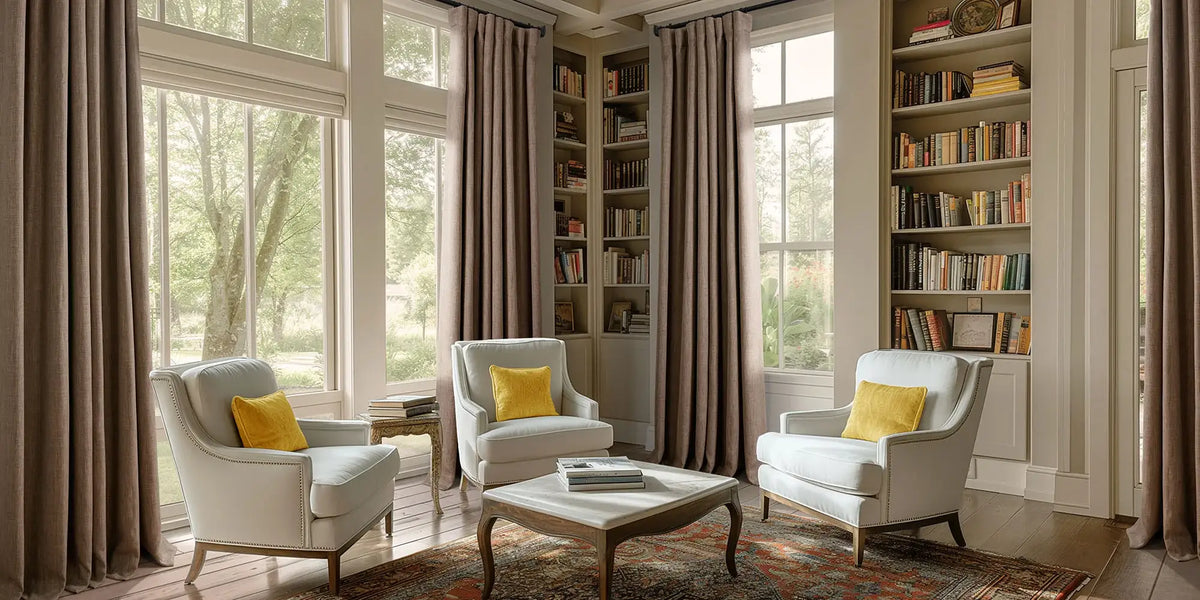 Traditional Library — Cocoa Linen Between the Shelves