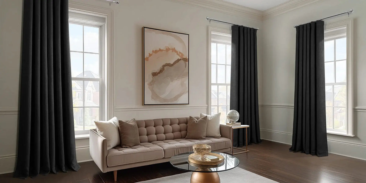 Traditional Living Room — Black Linen at the Wainscoting
