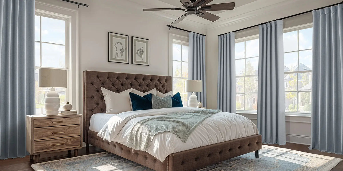Traditional Bedroom — Gulf Blue at Three Windows