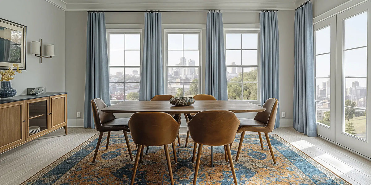 Contemporary Dining Room — Gulf Blue and the City Panorama