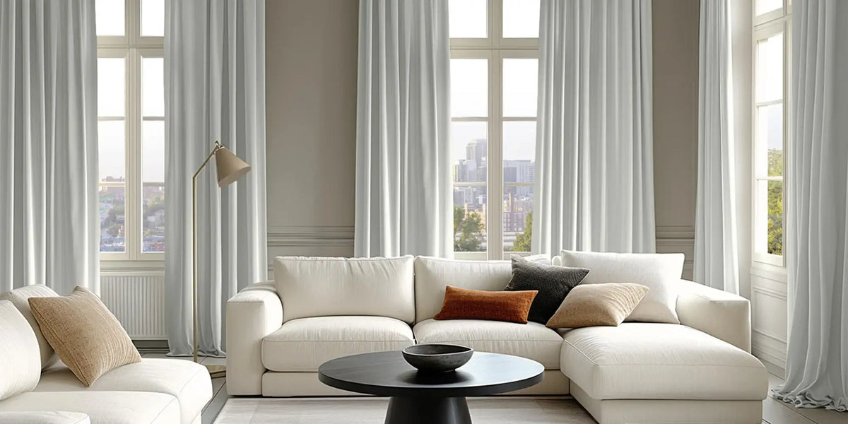Urban Contemporary Living Room — Soft Grey Hotel Blackout