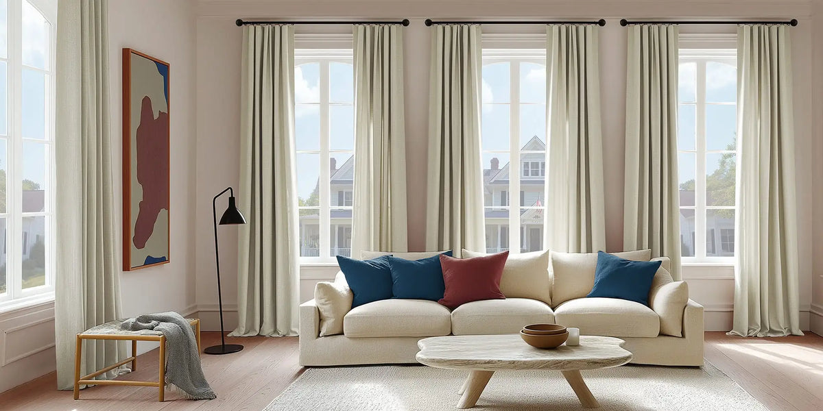 Classic Living Room — Ivory Linen, Three Windows