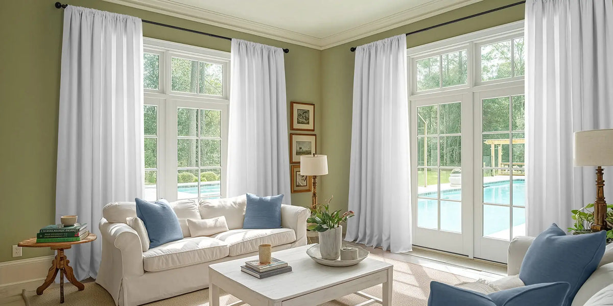 Coastal Living Room — White Linen and the Pool View