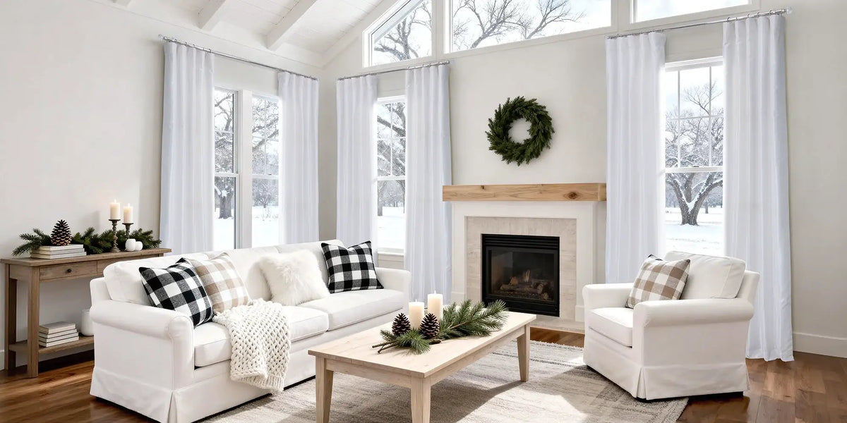 Farmhouse Living Room — Ice Silk for a White Christmas