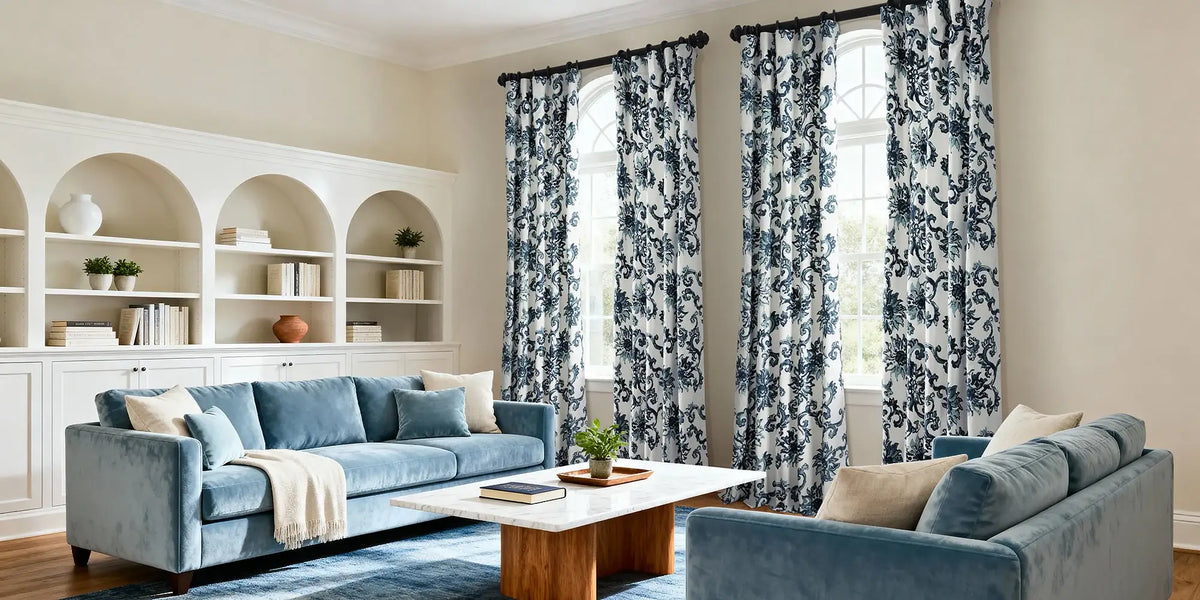 Traditional Living Room — Indonesian Blue Floral at the Arches