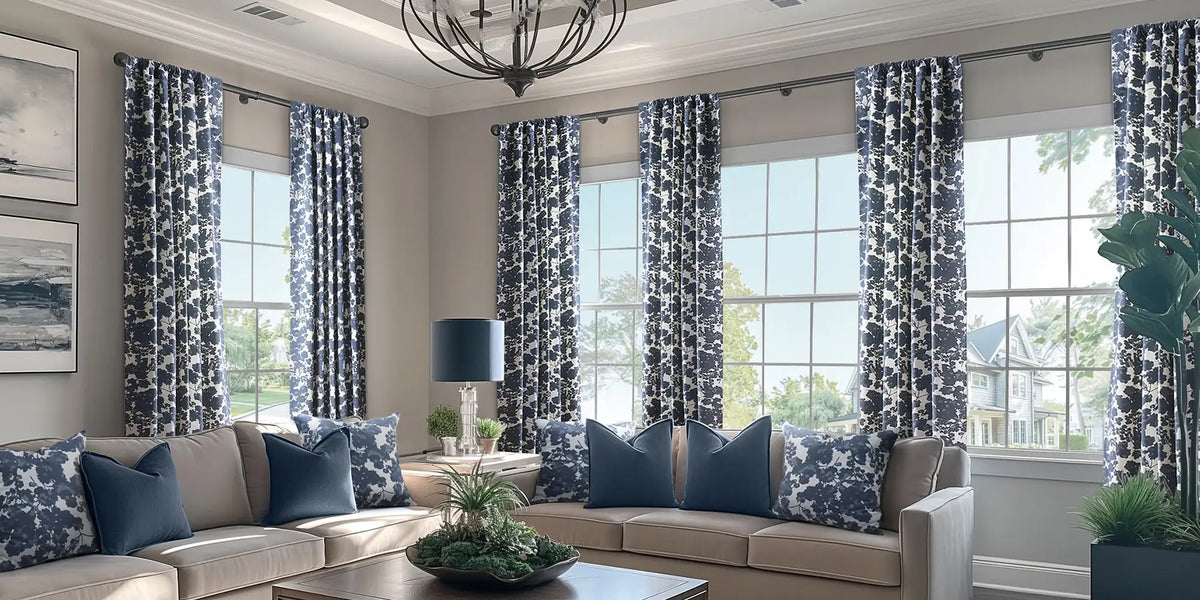 Traditional Living Room — Blue Floral Pattern Energy