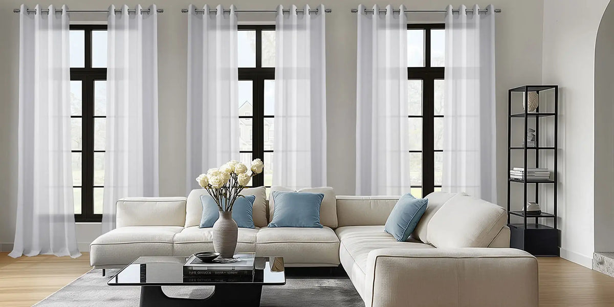 Modern Living Room — White Sheers, Maximum Impact