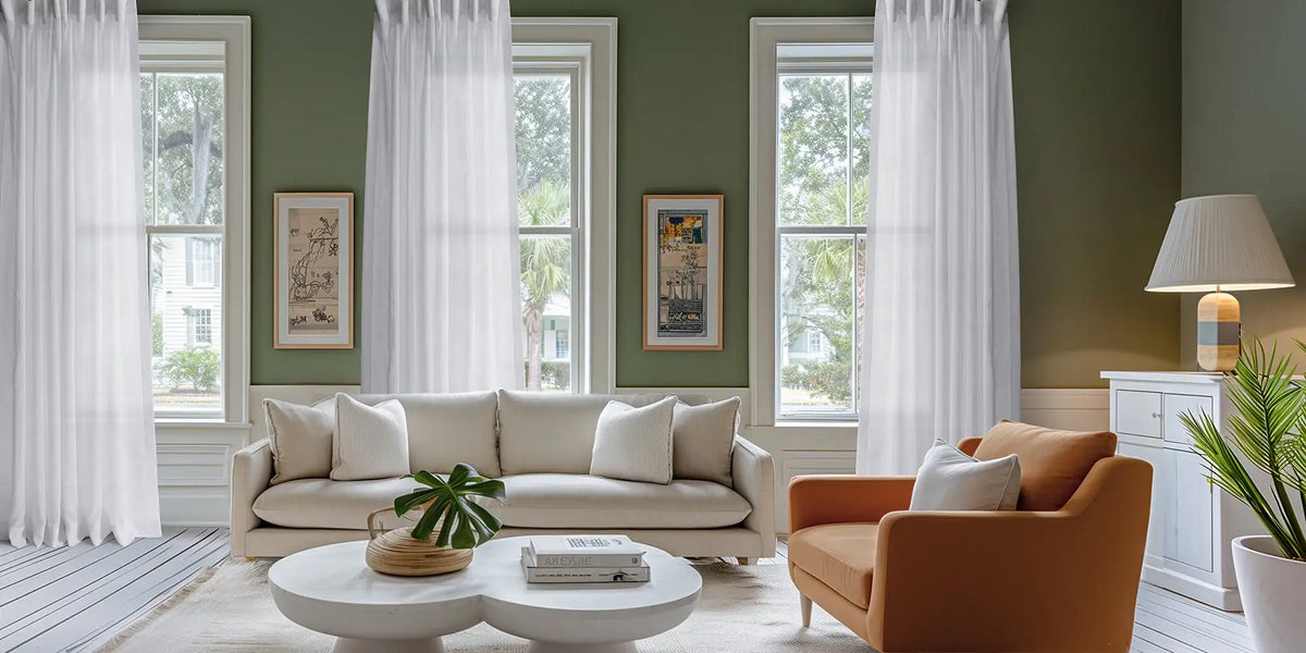 Eclectic Living Room — White Sheers Do the Impossible