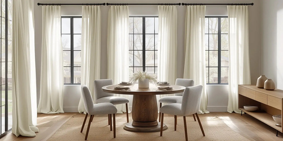 Modern Dining Room — Cream Sheer and the Black Frames