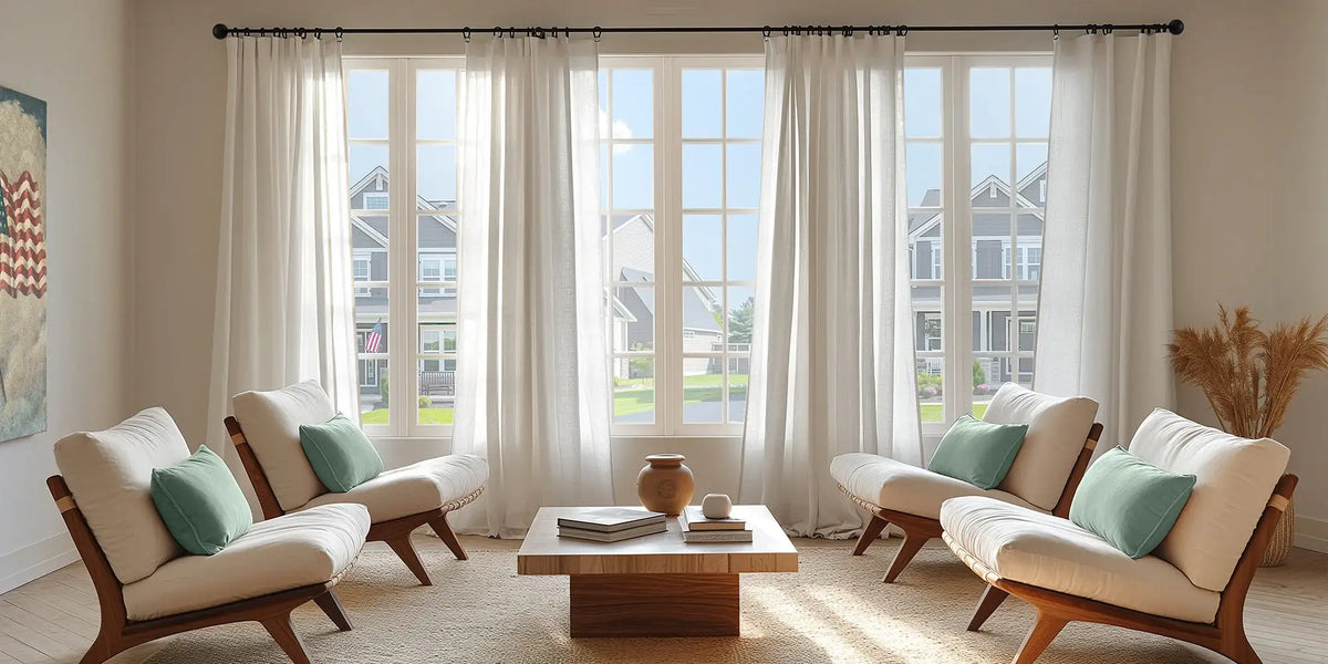 Mid-Century Living Room — Cream Sheer at the Neighborhood View