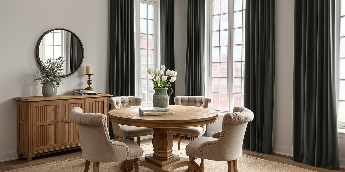 Transitional Dining Room — Gunmetal Velvet and the Tulips