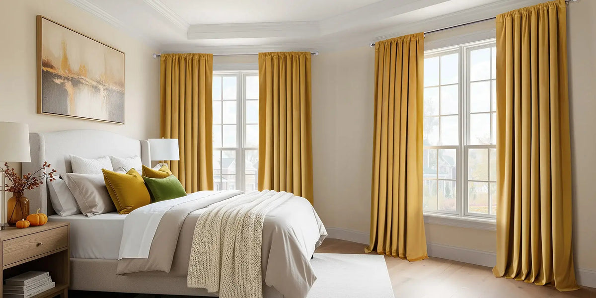 Transitional Bedroom — Gold Velvet at Autumn Windows