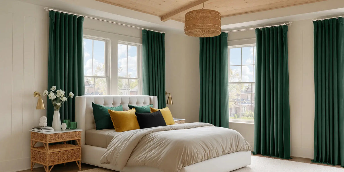 Boho Bedroom — Forest Green and Natural Light