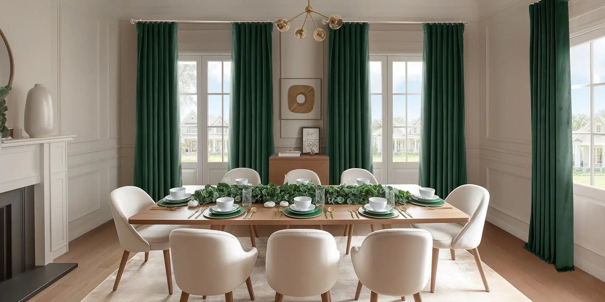 Transitional Dining Room — Green Velvet at the Table