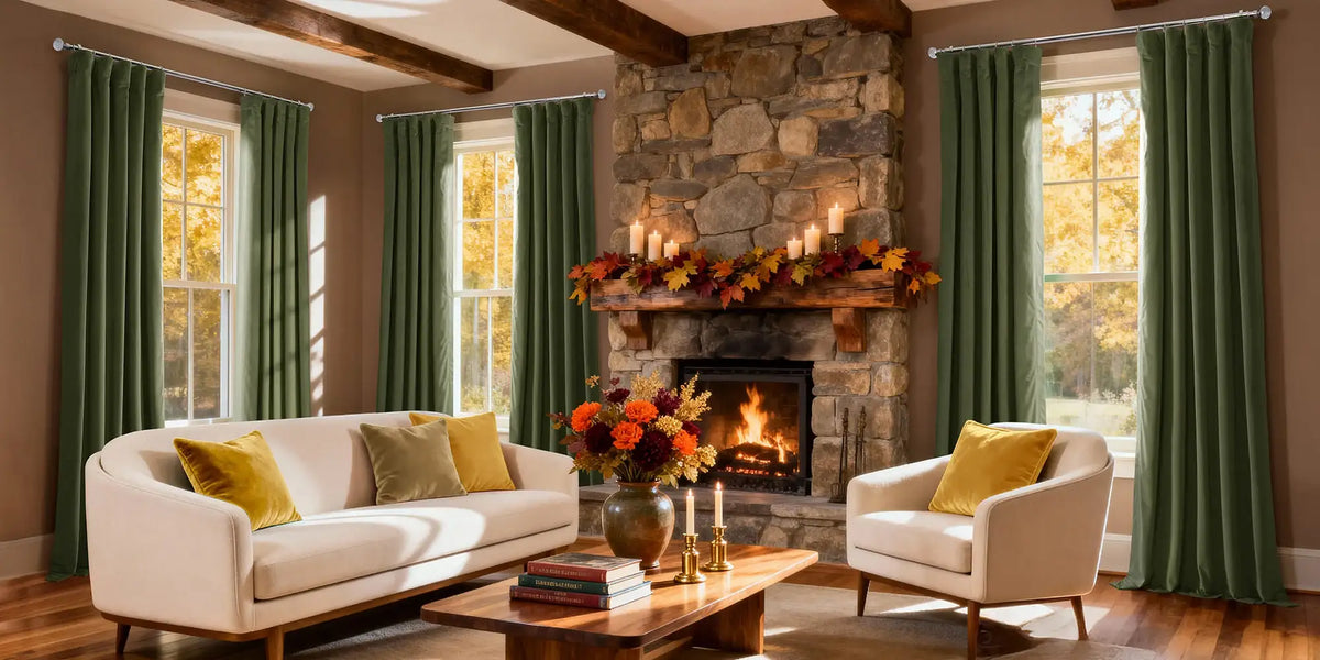 Rustic Living Room — Hunter Green for the Stone Fireplace