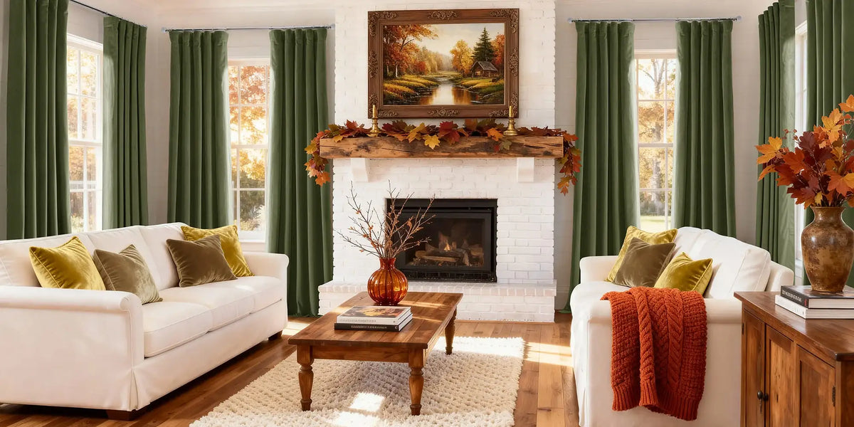 Traditional Living Room — Hunter Green for the White Brick Harvest