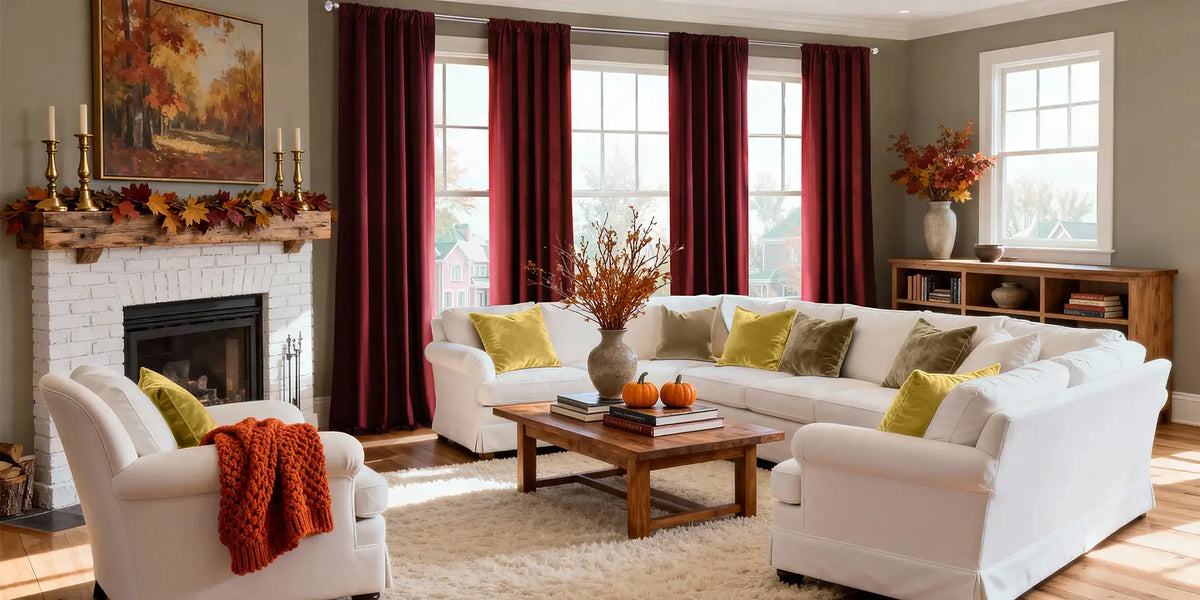 Traditional Living Room — Burgundy at Autumn