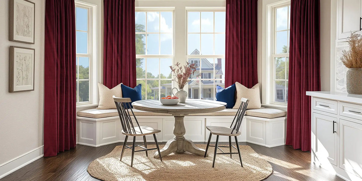 Farmhouse Dining Room — Ravello Red at the Bay Window