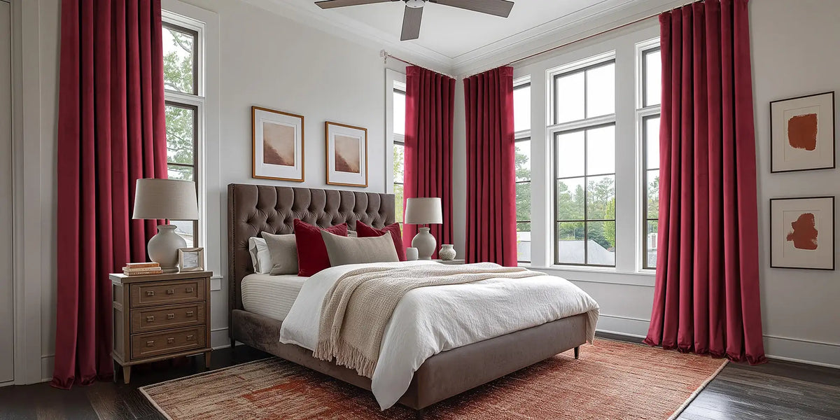 Traditional Bedroom — Red Velvet, Every Window