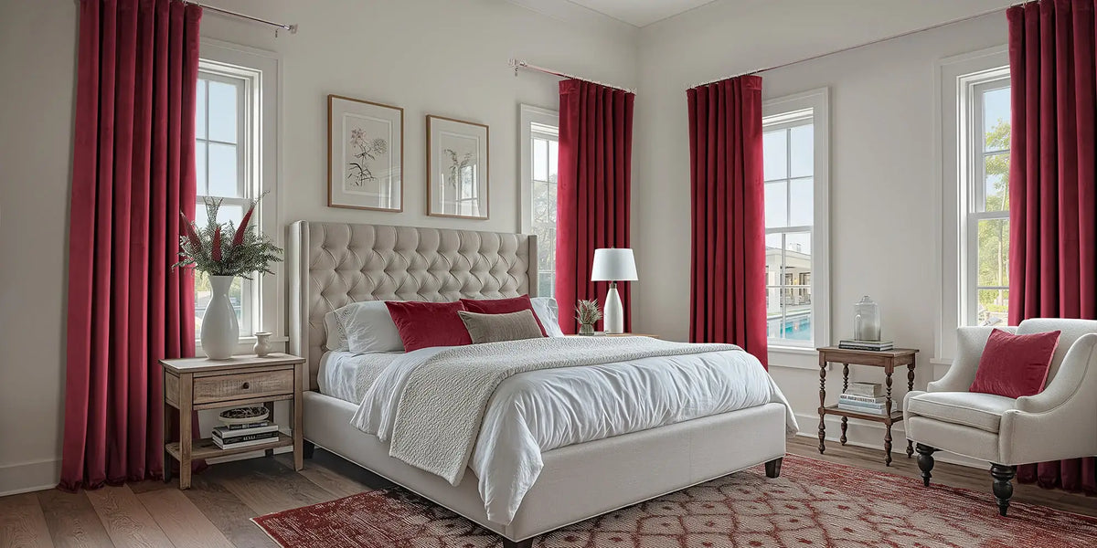 Traditional Bedroom — Red Velvet and White Architecture