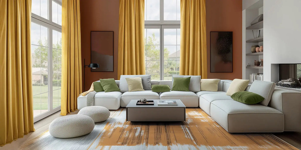 Bold Contemporary Living Room — Yellow That Owns the Room