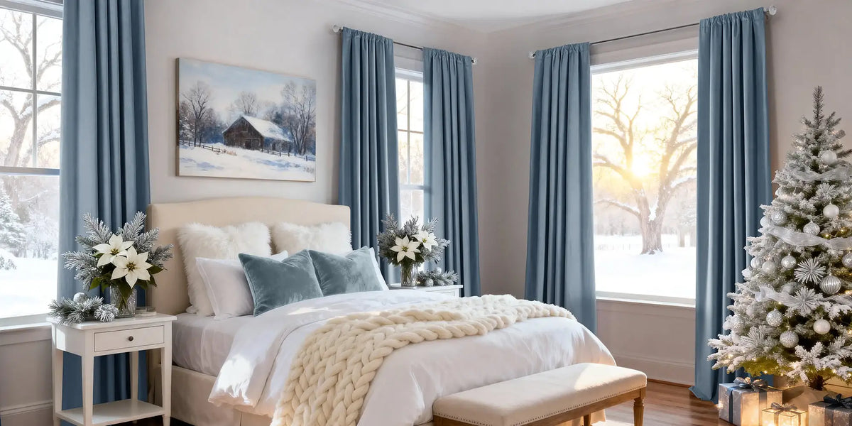 Farmhouse Bedroom — Denmark Blue for a White Christmas