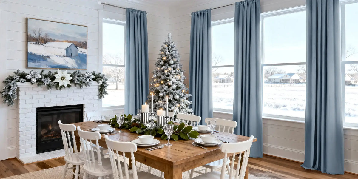 Farmhouse Dining Room — Blue Velvet for the Holidays