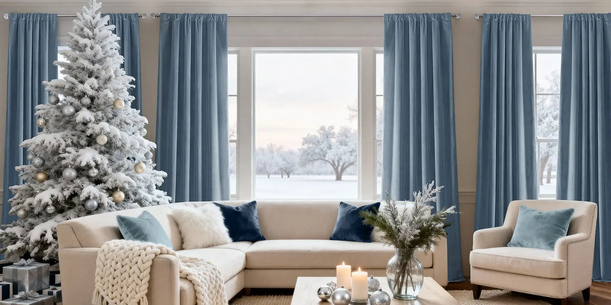 Coastal Contemporary Living Room — Blue Velvet and Open Windows