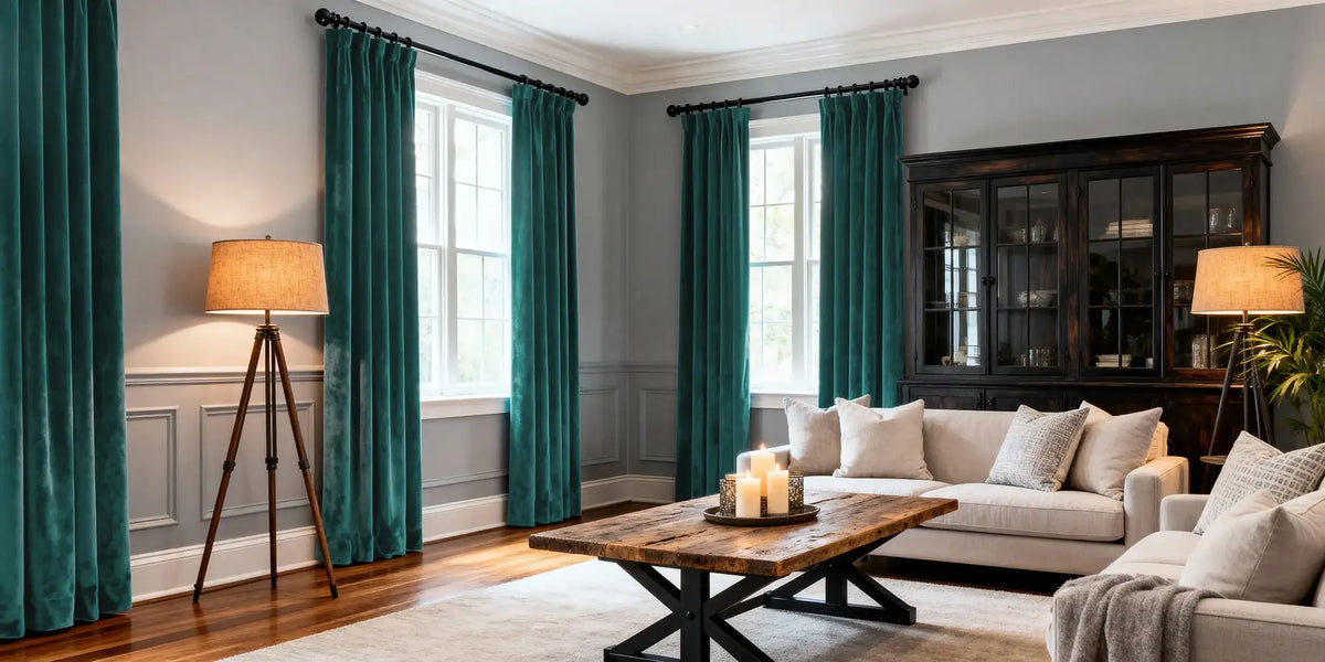 Contemporary Living Room — Teal Velvet at Scale
