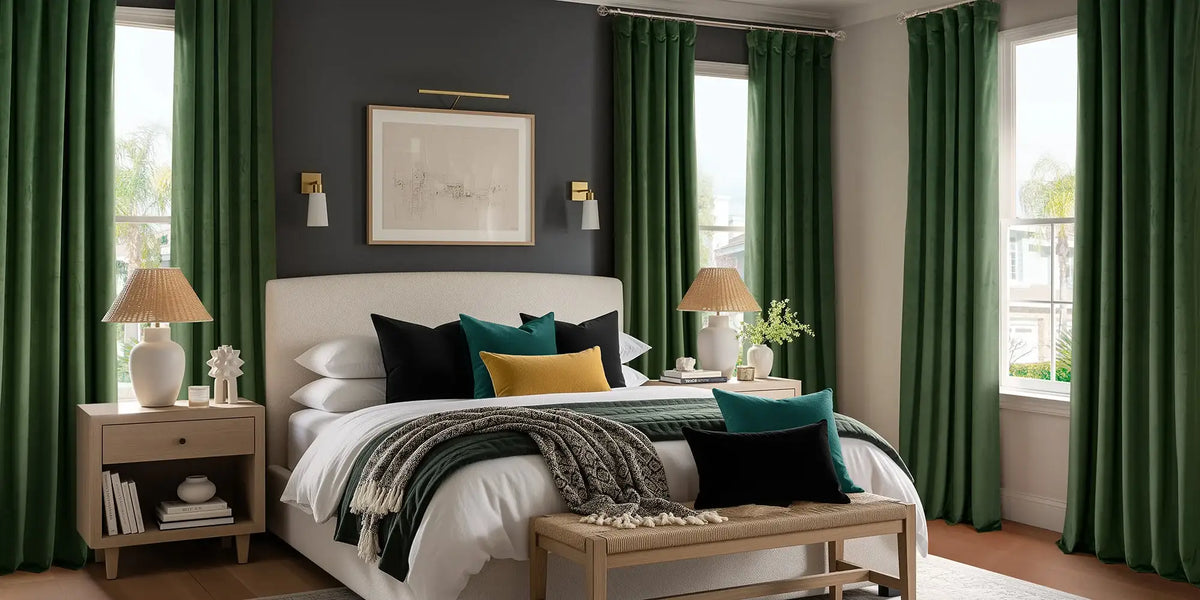 Moody Bedroom — Green Velvet Against the Dark