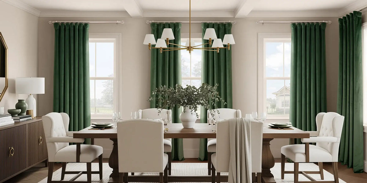 Traditional Dining Room — Green Velvet for the Long Table