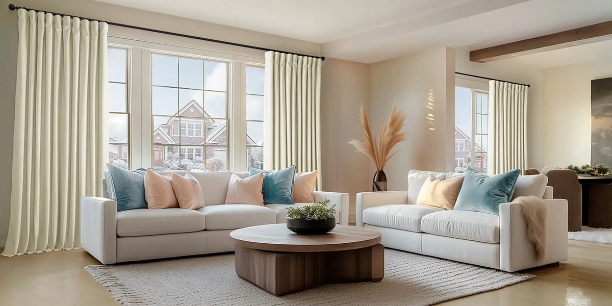 Transitional Living Room — Cream Velvet, Effortless Scale