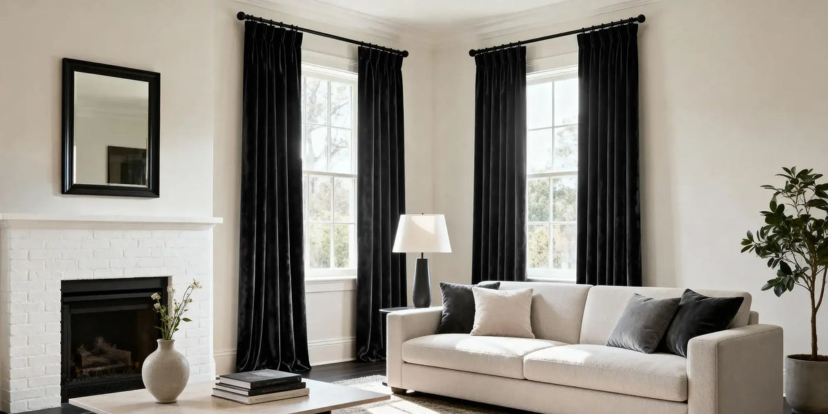 Classic Living Room — Black Velvet and White Space