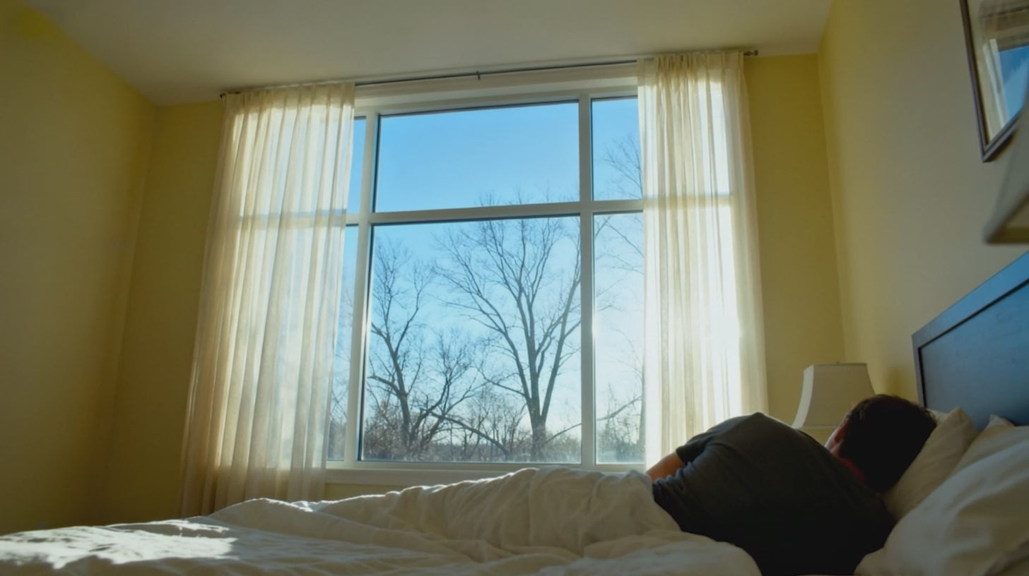 <p>Goodbye Light. <br>Hello Sleep. <br>Blackout Curtains</p>