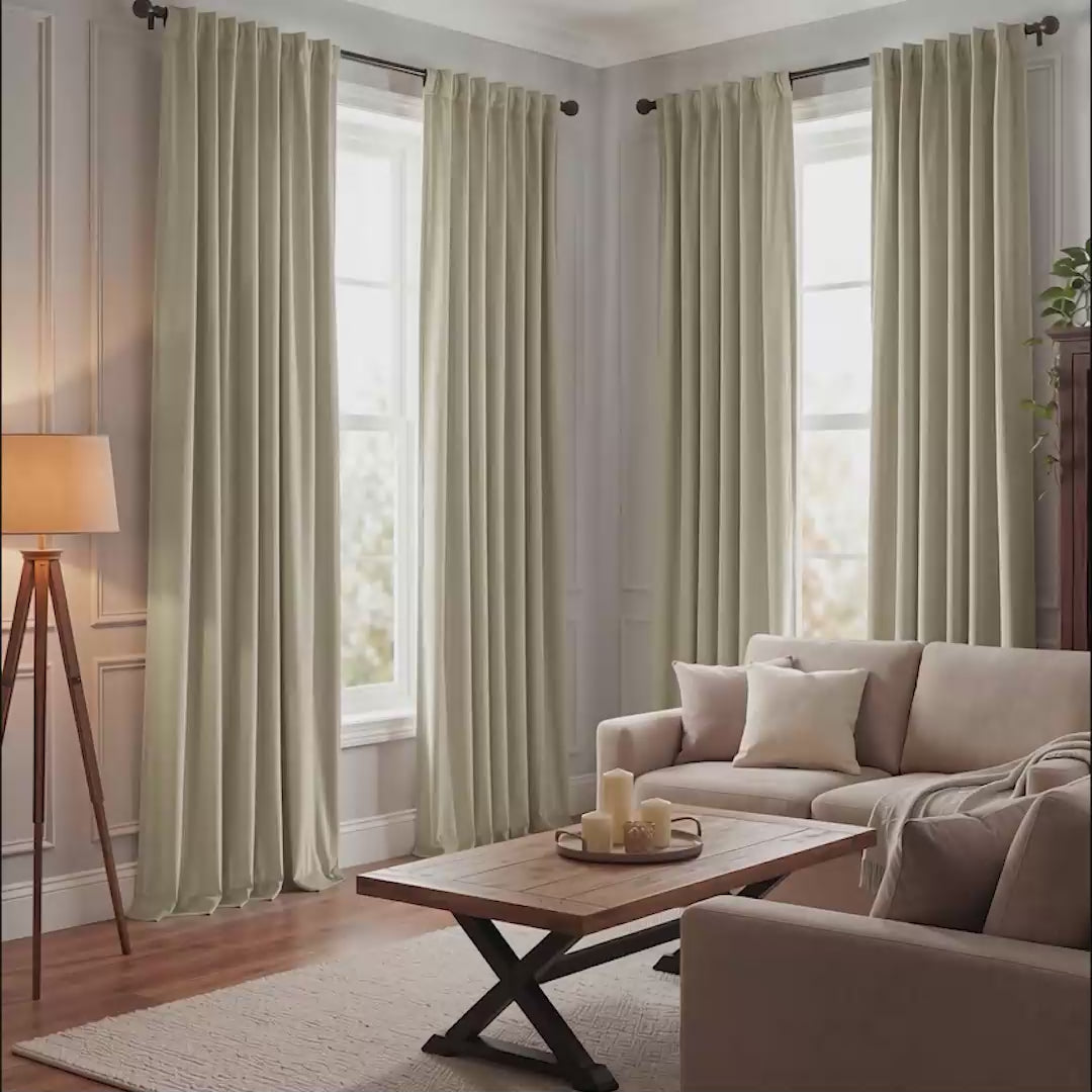 Cool Beige Signature Velvet Blackout Curtain