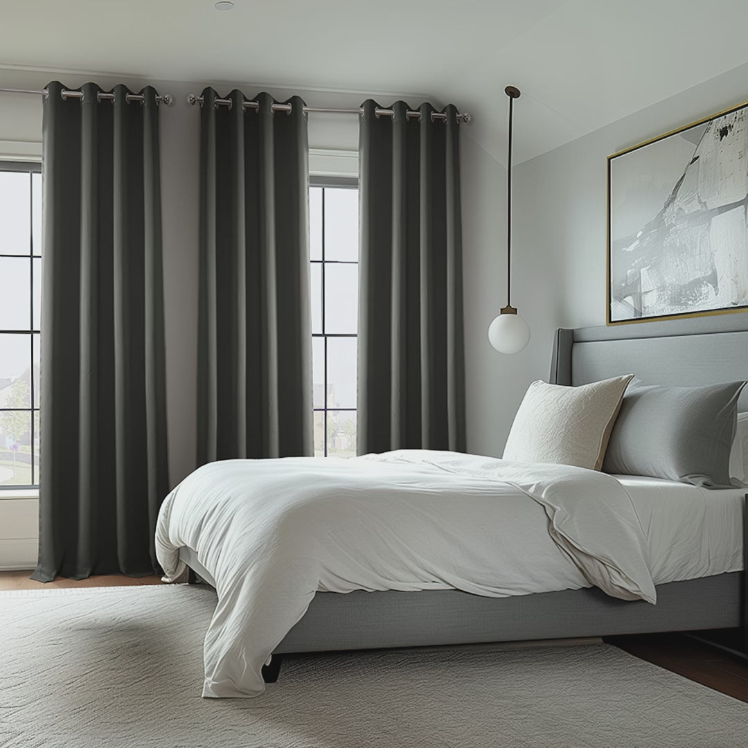 Anthracite Grey Grommet Room Darkening Curtain