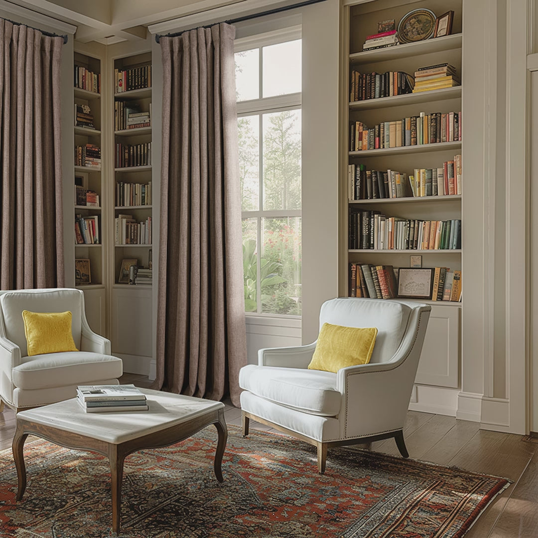 Dutch Cocoa Extra Wide Textured Faux Linen Room Darkening Curtain