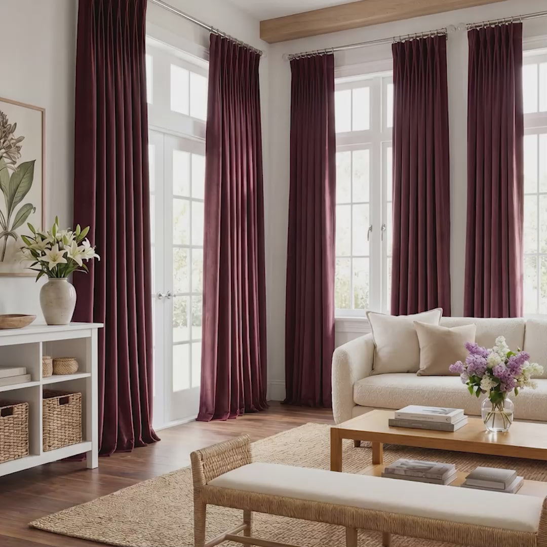 Dark Merlot Heritage Plush Velvet Room Darkening Curtain
