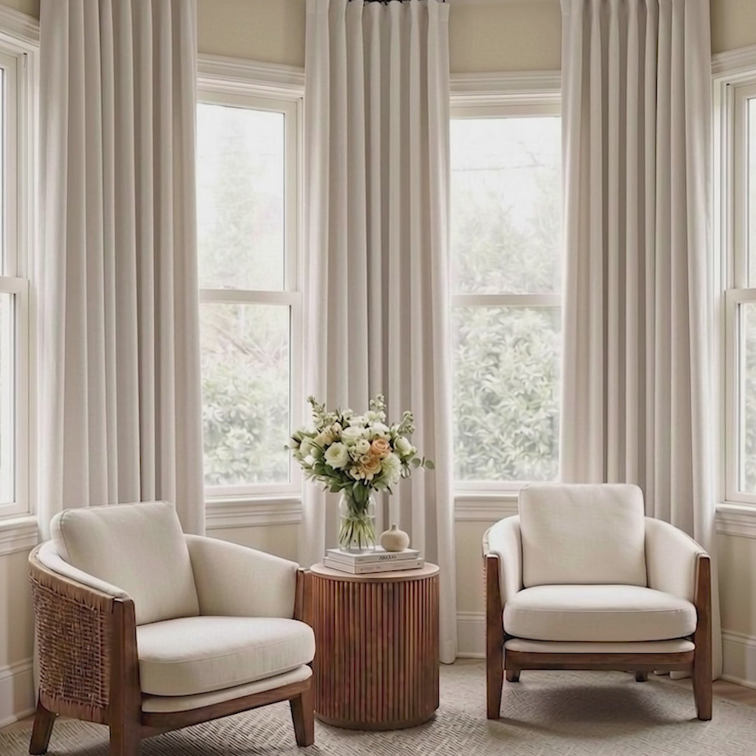 Birch Textured Faux Linen Room Darkening Curtain