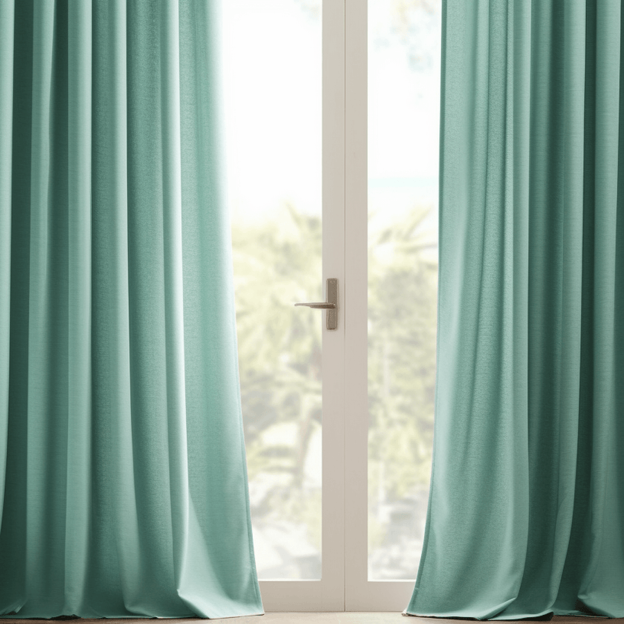 Sea Thistle Textured Faux Linen Custom Curtain - HalfPriceDrapes.com