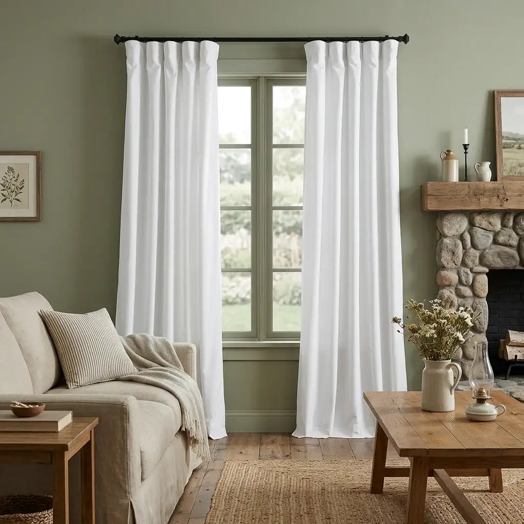 Pillow White Heritage Plush Velvet Room Darkening Curtain