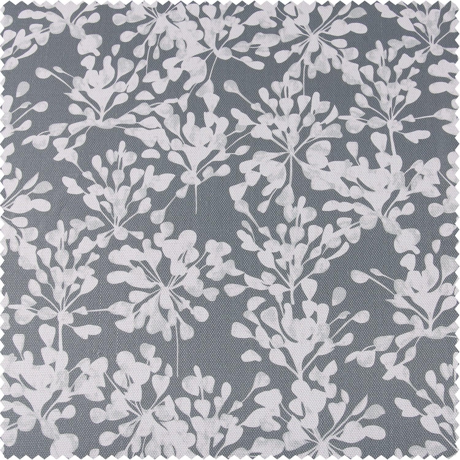 Botanic Grey Printed Faux Linen Room Darkening Curtain